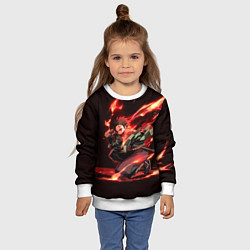 Свитшот детский Тандзиро пламя, цвет: 3D-белый — фото 2