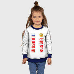 Свитшот детский Россия три полоски на белом фоне, цвет: 3D-синий — фото 2