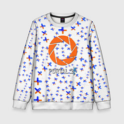 Свитшот детский Portal logo pattern steel, цвет: 3D-белый