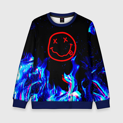 Детский свитшот Nirvana flame / 3D-Синий – фото 1