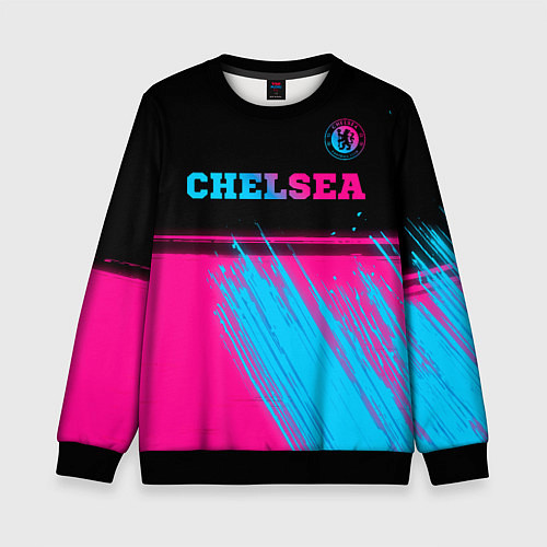 Детский свитшот Chelsea - neon gradient посередине / 3D-Черный – фото 1