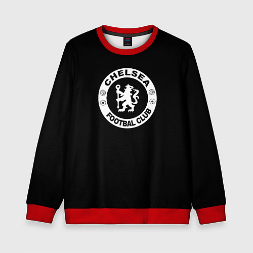 Детский свитшот Chelsea fc белое лого / 3D-Красный – фото 1