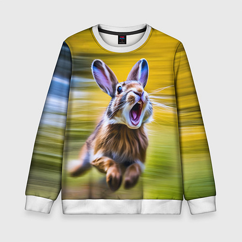 Детский свитшот Крик бегущего зайца / 3D-Белый – фото 1