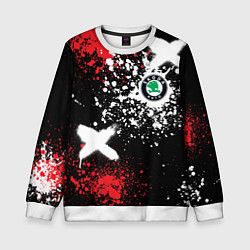 Детский свитшот Шкода на фоне граффити и брызг красок