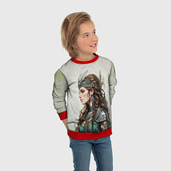 Свитшот детский Скандинавская валькирия, цвет: 3D-красный — фото 2