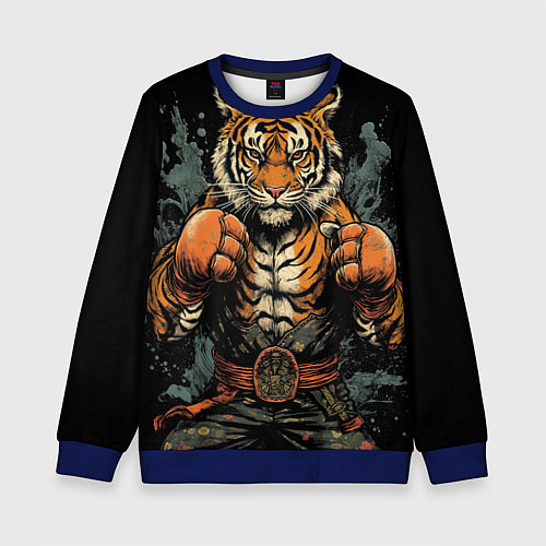Детский свитшот Муай-Тай тигр боевые искусства / 3D-Синий – фото 1