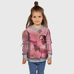 Свитшот детский Джон Уик в розовом костюме, цвет: 3D-меланж — фото 2