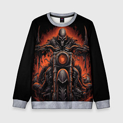 Свитшот детский Скелет из ада едет на старом мотоцикле, цвет: 3D-меланж