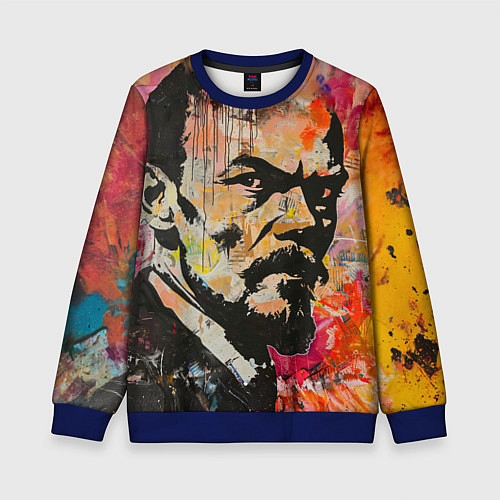 Детский свитшот Граффити портрет Владимира Ленина / 3D-Синий – фото 1