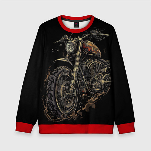 Детский свитшот Старый грязный мотоцикл / 3D-Красный – фото 1