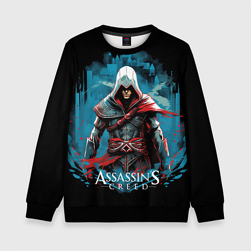 Детский свитшот Assassins creed холодный фон / 3D-Черный – фото 1