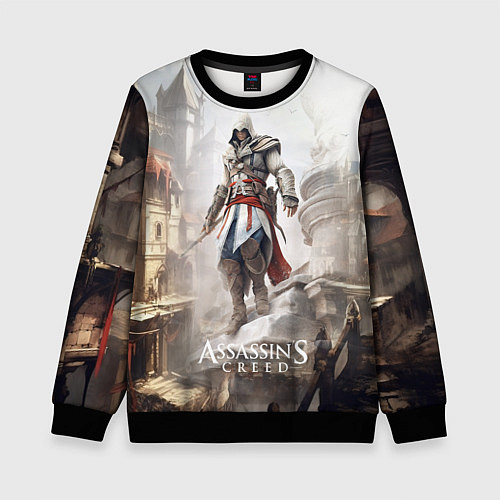 Детский свитшот Assassins creed town / 3D-Черный – фото 1