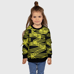 Свитшот детский Желтые светящиеся линии, цвет: 3D-черный — фото 2