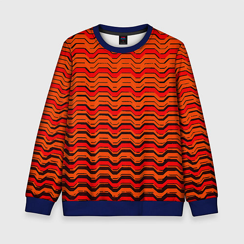 Детский свитшот Красные линии и чёрные полосы / 3D-Синий – фото 1