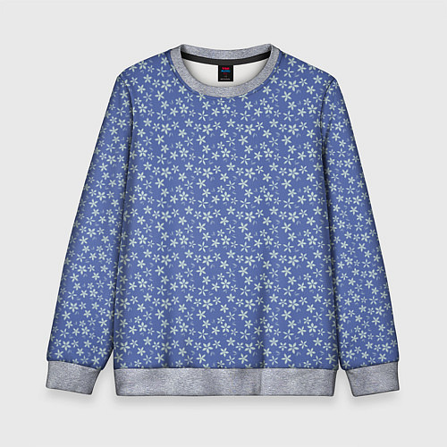 Детский свитшот Светло-синий цветочный / 3D-Меланж – фото 1