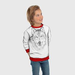 Свитшот детский Нарисованный волк зубами щёлк, цвет: 3D-красный — фото 2