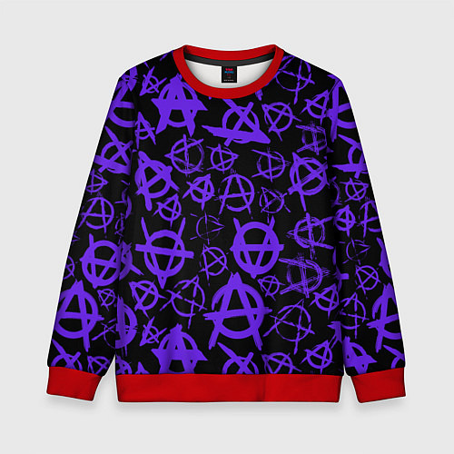 Детский свитшот Узор анархия фиолетовый / 3D-Красный – фото 1