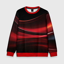 Свитшот детский Темная красная абстракция на черном фоне, цвет: 3D-красный