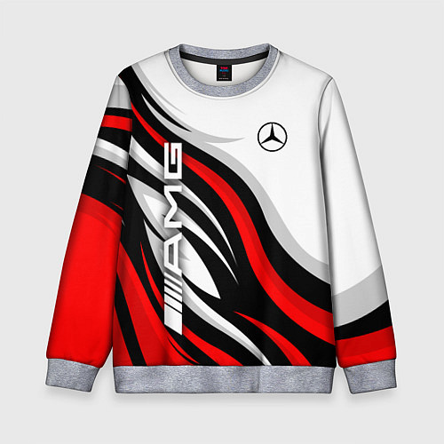 Детский свитшот Mercedes benz AMG - белый с красным / 3D-Меланж – фото 1