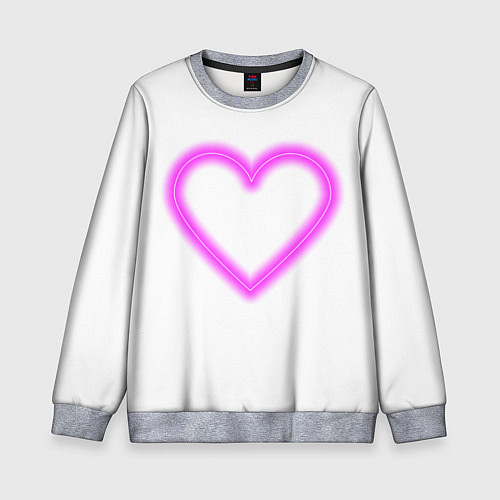 Детский свитшот Неоновое сиреневое сердце / 3D-Меланж – фото 1