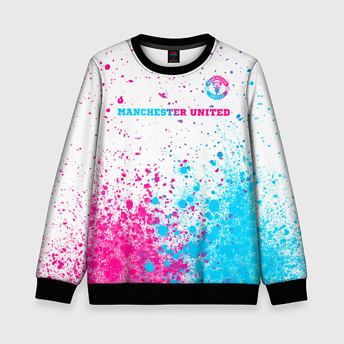 Детский свитшот Manchester United neon gradient style посередине / 3D-Черный – фото 1