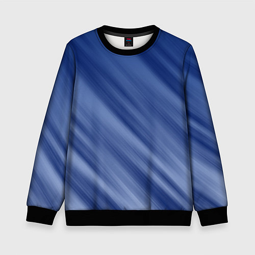 Детский свитшот Белые полосы на синем фоне / 3D-Черный – фото 1