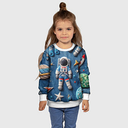 Свитшот детский Космонавт - вышивка по джинсе нейросеть, цвет: 3D-белый — фото 2