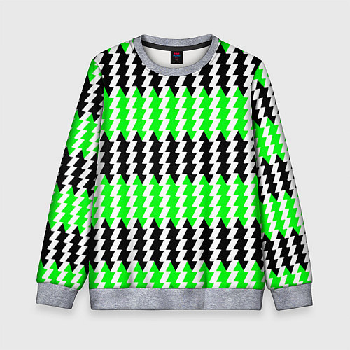 Детский свитшот Вертикальные чёрно-зелёные полосы / 3D-Меланж – фото 1