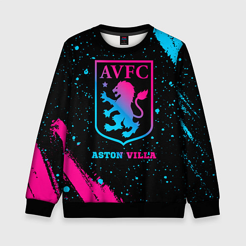 Детский свитшот Aston Villa - neon gradient / 3D-Черный – фото 1