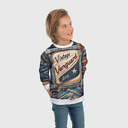 Свитшот детский Vintage vanguard jeans - patchwork, цвет: 3D-белый — фото 2