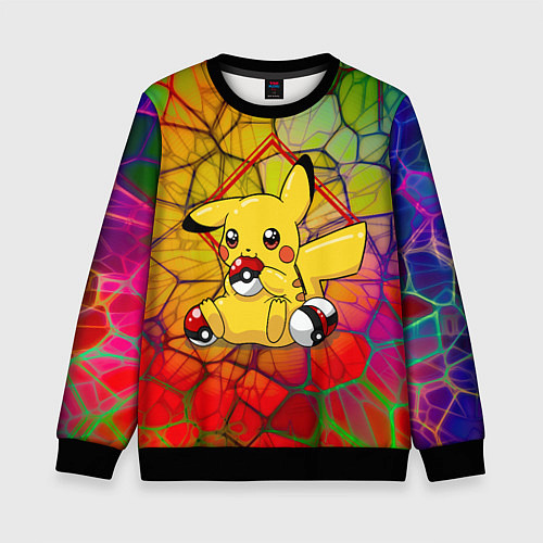 Детский свитшот Pikachu pokeballs / 3D-Черный – фото 1
