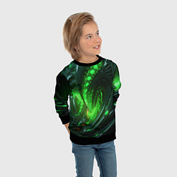 Свитшот детский Кислотная зеленая яркая неоновая абстракция, цвет: 3D-черный — фото 2