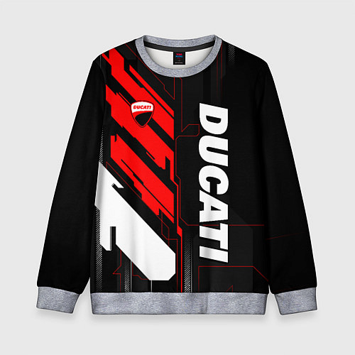 Детский свитшот Ducati - красный технологический / 3D-Меланж – фото 1