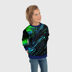 Свитшот детский Яркая зеленая краска на темной абстракции, цвет: 3D-синий — фото 2