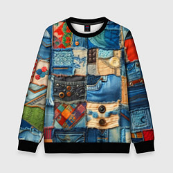 Свитшот детский Vanguard denim patchwork - ai art, цвет: 3D-черный