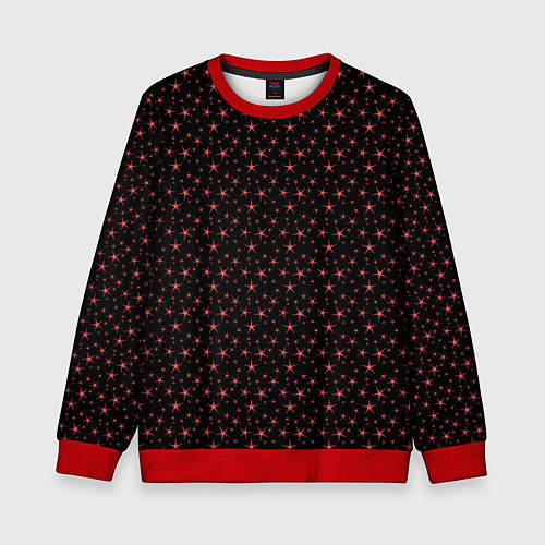 Детский свитшот Чёрный с розовыми звёздочками / 3D-Красный – фото 1