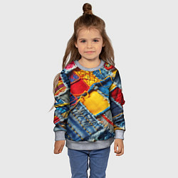 Свитшот детский Colorful denim patchwork - ai art, цвет: 3D-меланж — фото 2