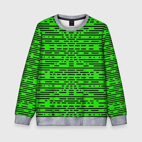Детский свитшот Чёрные полосы на зелёном фоне / 3D-Меланж – фото 1
