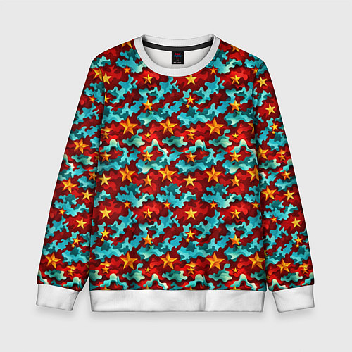 Детский свитшот Огненные звезды и синее небо СССР / 3D-Белый – фото 1