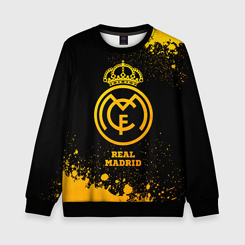 Детский свитшот Real Madrid - gold gradient / 3D-Черный – фото 1