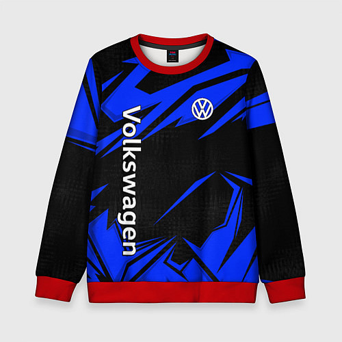 Детский свитшот Volkswagen - blue stripes / 3D-Красный – фото 1