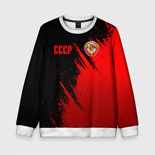 Детский свитшот СССР - черно-красный / 3D-Белый – фото 1