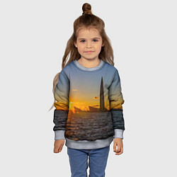 Свитшот детский Здание Лахта-центра на фоне заката Санкт-Петербург, цвет: 3D-меланж — фото 2