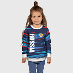 Свитшот детский Россия - blue stripes, цвет: 3D-белый — фото 2