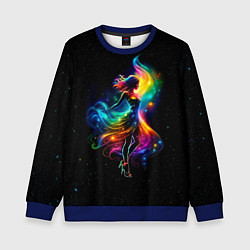 Детский свитшот Неоновая танцовщица в звездном небе
