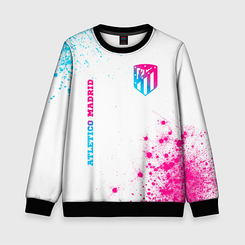 Детский свитшот Atletico Madrid neon gradient style вертикально / 3D-Черный – фото 1