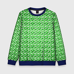 Свитшот детский Белые плюсики на зелёном фоне, цвет: 3D-синий