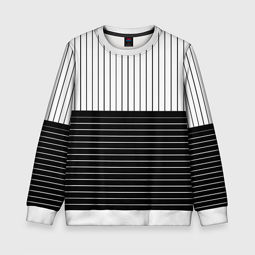 Детский свитшот Полосатый чёрно-белый / 3D-Белый – фото 1