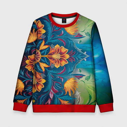 Детский свитшот Батик в традиционном индонезийском стиле / 3D-Красный – фото 1