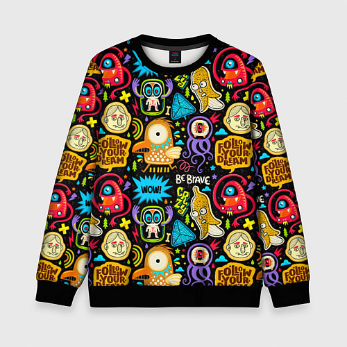 Детский свитшот Follow your dream monsters / 3D-Черный – фото 1